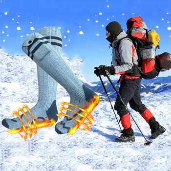  Аккумуляторные электрические тепловые носки для всей стопы Перезаряжаемые носки с подогревом для холодной погоды для кемпинга на открытом воздухе Катание на лыжах