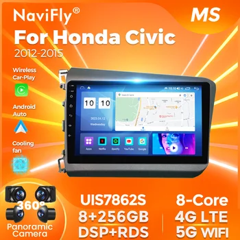NaviFly 256GB 8-ядерное беспроводное радио Carplay для Honda Civic 2012 2013- 2015 Android 12 Авто Мультимедийная GPS-навигация Все в одном