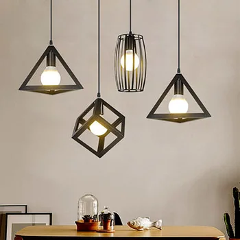  Скандинавские подвесные светильники Промышленный винтажный лофт Лампа Железная художественная клетка Черный подвесной светильник Кухня Гостиная для E27 Hoom Decor