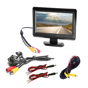  Автомобильный монитор заднего вида TFT LCD 4,3-дюймовый видеовход HD цифровой цветной для парковки камера заднего вида поддержка DVD DC 9V-36V