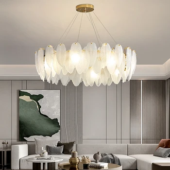 Nordic Светодиодный подвесной светильник для гостиной, столовой, спальни, кухни, очков, перьевых люстр, роскошных золотых художественных украшений, подвесной светильник