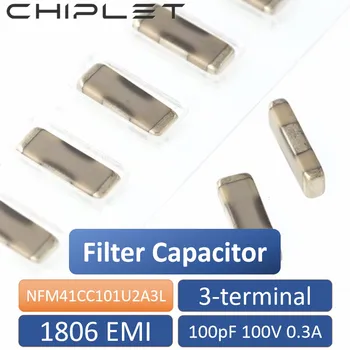 10 шт. NFM41CC101U2A3L чип через сердечник фильтра конденсатор 1806 100 пФ 100 В 0,3 А 300 мА 3-контактная емкость ЭМП СМД ЭМИФИЛ