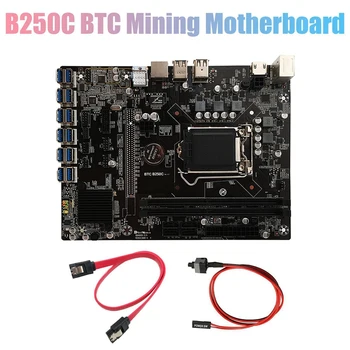 B250C Материнская плата для майнинга BTC с кабелем SATA + кабель переключателя 12XPCIE на USB3.0 GPU Слот LGA1151 поддержкой оперативной памяти DDR4 DIMM