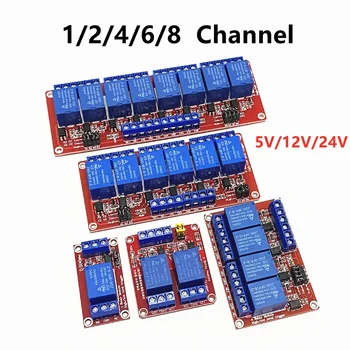 5 В / 12 В / 24 В 1 / 2 / 4 / 6 / 8 Канальный релейный модуль Запуск высокого / низкого уровня Изоляция двойного оптронов для Arduino ARM PIC AVR DSP