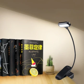 Портативная светодиодная настольная лампа с зажимом 5 светодиодов Гибкая настольная лампа для защиты глаз AAA с питанием от батареи Высокий люмен для детского ночного чтения
