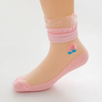 1-7 лет новые весна/лето тонкие корейские модные хрустальные носки принцессы эластичные дышащие фото носки для девочек