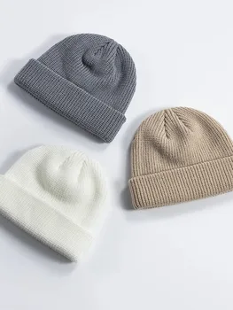 2022 новая теплая шапка модная женская осень и зима корейская повседневная вязаная шапка свободная шляпа из твердой шерсти холодная шапка