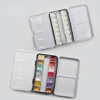 Сплошная акварельная коробка для краски DIY Железная коробка для дополнительной упаковки Трехкратный портативный цветной лоток со слотом для карт Многоцветный опционально