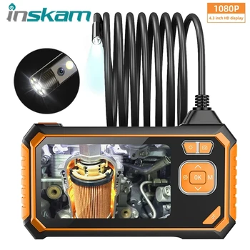 INSKAM HD1080P 4,3-дюймовый IPS-экран Промышленная эндоскопическая камера 8 мм с двумя линзами Жесткий бороскоп для осмотра канализации двигателя автомобиля