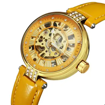 FORSINING Часы-скелетон Ледяные женские часы Лучшие бренды Роскошные женские наручные часы Автоматические механические часы zegarek damski