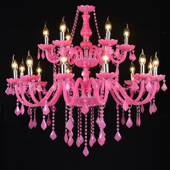 Хрустальная розовая лампа в европейском стиле Детская спальня Принцесса Комната Люстра Магазин одежды Ktv Maan Кофейные лампы