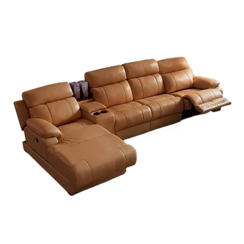 Tech Smart Электрический диван с откидной спинкой Функциональный диван из натуральной кожи Cama L-образный секционный диван Театральные сиденья Трансформируемые
