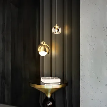 прикроватный маленький стеклянный шар подвесной светильник роскошная вилла отель гостиная люстра современные креативные люстры лампа для спальни