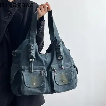 Miyagawa Мода Винтажная пряная джинсовая сумка для девочек Женская повседневная сумка 2023