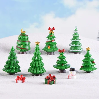 Милая миниатюрная елка Санта-Клаус Снеговики Террариум Орнамент Подарок Фея Сад Фигурки Домашний стол Декор Микро Пейзаж