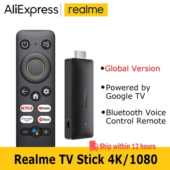 realme 4K TV Stick 1080P Smart Global Version 8 ГБ HDMI 2.1 Четырехъядерный процессор Bluetooth Голосовое управление Пульт дистанционного управления Google TV Stick Android