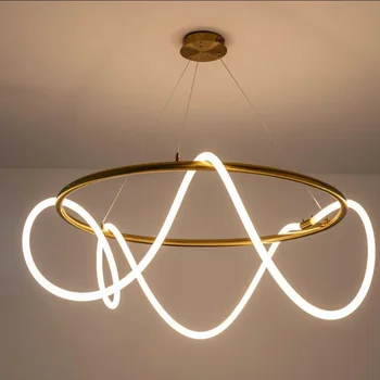  Минималистичная современная светодиодная люстра Освещение DIY Силиконовый шланг Шланг Подвесные светильники для гостиной, спальни, кухни, подвесной лампы
