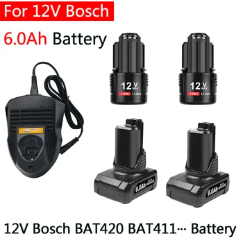 12V Bosch 6Ah Li-ion BAT420 BAT411 Сменный аккумулятор для аккумуляторных электроинструментов Bosch BAT411 BAT412 BAT413 BAT414 10,8 В