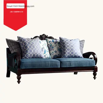 американский сельский трехместный диван в стиле ретро из красного дерева из массива скандинавской ткани диван высокого класса по индивидуальному заказу