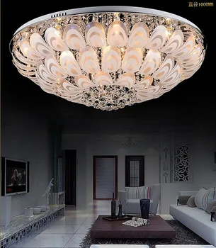 круглый хрустальный потолочный светильник для гостиной и спальни Современный внутренний светильник с дистанционным управлением Luminaria Deco Plafonnier Led