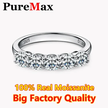 PureMax 5 Stone Все 4 мм Миоссанит Кольцо Для Женщин С GRA 925 Серебро Премиум Леди Обручальное Кольцо Обручальное Кольцо Юбилейное Кольцо