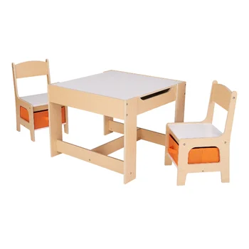 Senda Kids Набор деревянных столов и стульев, натуральный цвет, меламин, набор из 3 предметов, 3-7 лет для детей
