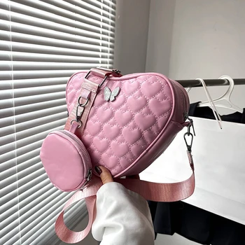 Модные женские сумки из искусственной кожи Модная любовь в форме сердца плечо кроссбоди сумка роскошные дизайнерские маленькие сумки с кошельком