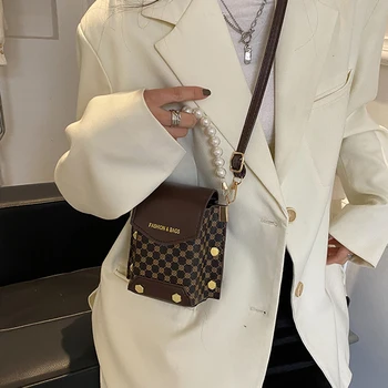 корейский стиль меньшинство плечо кроссбоди сумка для мобильного телефона из искусственной кожи женская сумка-мессенджер жемчужная сумка швейные нитки сумки