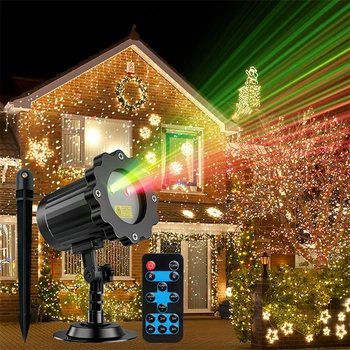  Рождественские лазерные прожекторы с дистанционным управлением Светодиодный сценический светильник Водонепроницаемые наружные внутренние фонари для вечеринки во дворе и саду