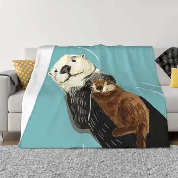 Аляска Морская выдра мама и ребенок Плед Диванные одеяла Красивые одеяла Мягкое клетчатое туристическое одеяло