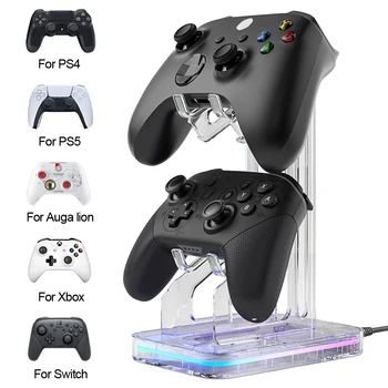  Держатель двойного игрового контроллера для PS5 / Xbox Стойка для игровой консоли с RGB Геймпад Кронштейн для джойстика Подставка для дисплея для PS5 / Xbox