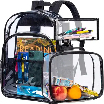 3 шт. Прозрачный рюкзак, сверхпрочная прозрачная сумка для книг, прозрачные рюкзаки с пайетками - черный