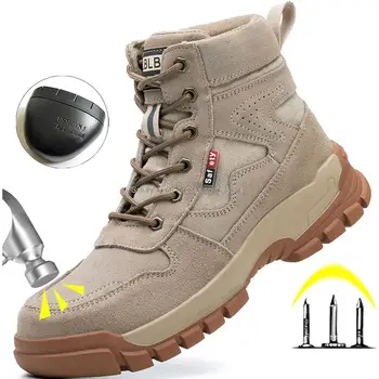  Высокая защитная обувь для мужчин Зимние защитные ботинки Мужская рабочая обувь Противоскользящая противоударная рабочая обувь Мужская строительная защитная ботинка