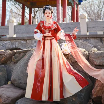 Ханьфу женская повседневная одежда с коричневым воротником Дуньхуан в китайском стиле летний тонкий стиль феи полный комплект древней одежды талии системы Тан