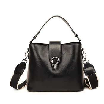 2024 Однотонные женские сумки-ведра из искусственной кожи Высококачественные дизайнерские сумки люксового бренда Женская сумка через плечо с широким ремешком