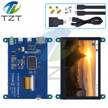 TZT 4,3-дюймовый USB Touch Control HDMI ЖК-дисплей Емкостный сенсорный экран Панель 800 * 480 5-точечный сенсорный IPS-монитор для Raspberry Pi