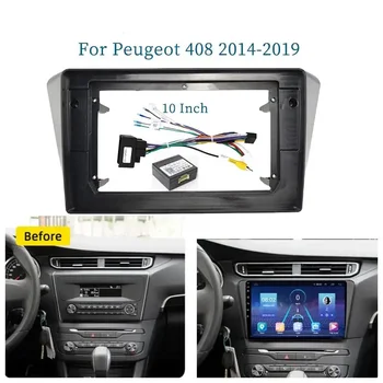 AUTODAILY 10-дюймовый адаптер для передней панели автомобильной рамы Canbus Box Декодер Android Радио Приборная панель Комплект для Peugeot 408 2014-2019