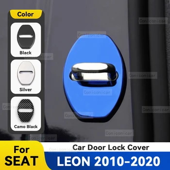  Крышка пряжки дверного замка автомобиля Антикоррозийная крышка Украшение Защитные аксессуары из нержавеющей стали для SEAT LEON 2010-2020 2019