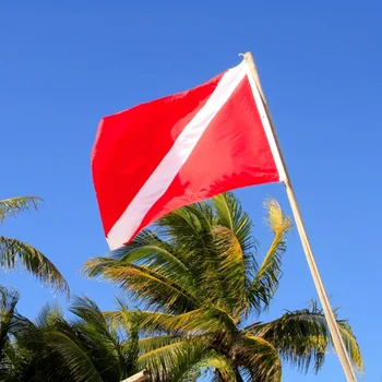 Многоцелевой дайвер Вниз Флаг Красный Белый Цвет Акваланг Дайвинг Флаг Маркер Знак Дайвер Ниже Быстрая сборка для лодки Аксессуары для каяка
