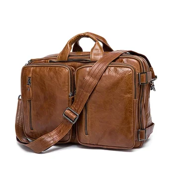 Роскошные мужские портфели из натуральной натуральной кожи Повседневная деловая сумка Портативная сумка через плечо большой емкости 14-дюймовые сумки для ноутбуков