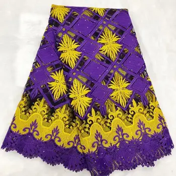  Французский тюль Кружевная ткань 5 ярдов 2021 Высокое качество Нигерийское женское свадебное платье Вышивка Африканская кружевная ткань с камнями