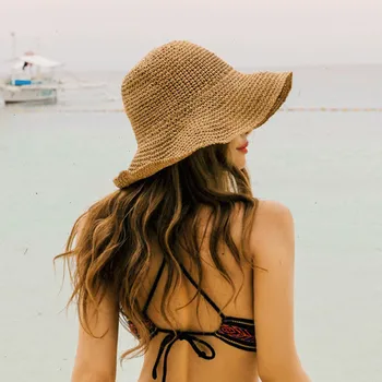 Простая летняя пляжная шляпа Женские соломенные шляпы Летние кепки с широкими полями Женские повседневные путешествия УФ-шляпа На открытом воздухе Дамы с широкими полями Шляпы от солнца