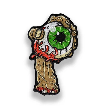 4 дюйма Zombie Catch Eye Patch Зеленый глазное яблоко Bloodshot Iron On Вышитые патчи Аппликация для рюкзака Одежда Куртка Значок