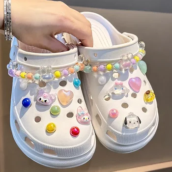 Sanrio Пряжка для обуви Набор Аниме Kawaii Kuromi Cinnamoroll My Melody Charm DIY Аксессуары Отверстие Обувь Бусина Цепочка Не Обувь