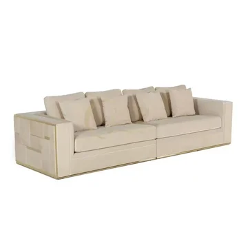  Элитный роскошный диван Итальянская домашняя мебель Металлический каркас Наппа кожаный диван для гостиной отеля