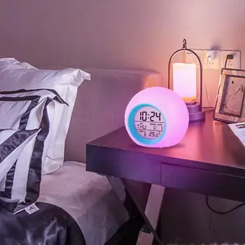  Светодиодный будильник Многофункциональный цифровой будильник с батарейным питанием и функцией обнаружения температуры цветного света