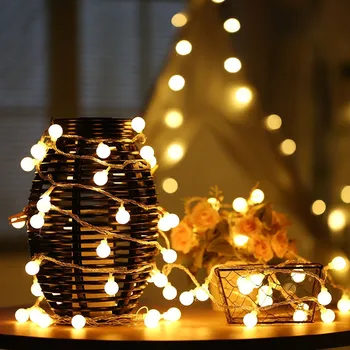 1,5 м / 3 м гирлянда Рождественский светодиодный шар гирлянда Гирлянда AA с батарейным питанием 10 20 светодиодных гирлянд для рождественской елки Свадебный декор