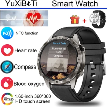  Бизнес Смарт-часы 1,6-дюймовый HD-экран Титановый чехол Мужчины NFC Умные часы Компас Bluetooth Вызов 100+ Спортивные режимы Прочные часы