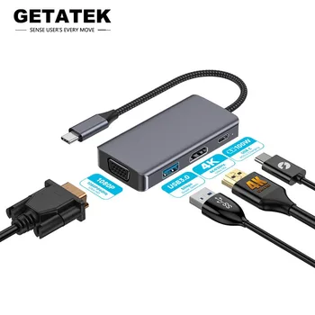 Getatek USB Hub Type C to HDMI 4K30 Hz VCG 1080P60Hz 100W PD Зарядка USB 3.0 5 Гбит/с Сверхскоростной адаптер концентратора USB C для Macbook