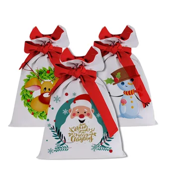 Рождественский подарочный мешок на шнурке Конфетный мешок 2023 Счастливого Рождества Украшение для дома Navidad Новый год Большой пакет для упаковки печенья